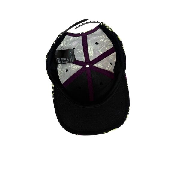 HM‎ Tropical Print Adjustable Snapback Hat Black/Purple/Green Leaf Design Unisex - Picture 7 of 10